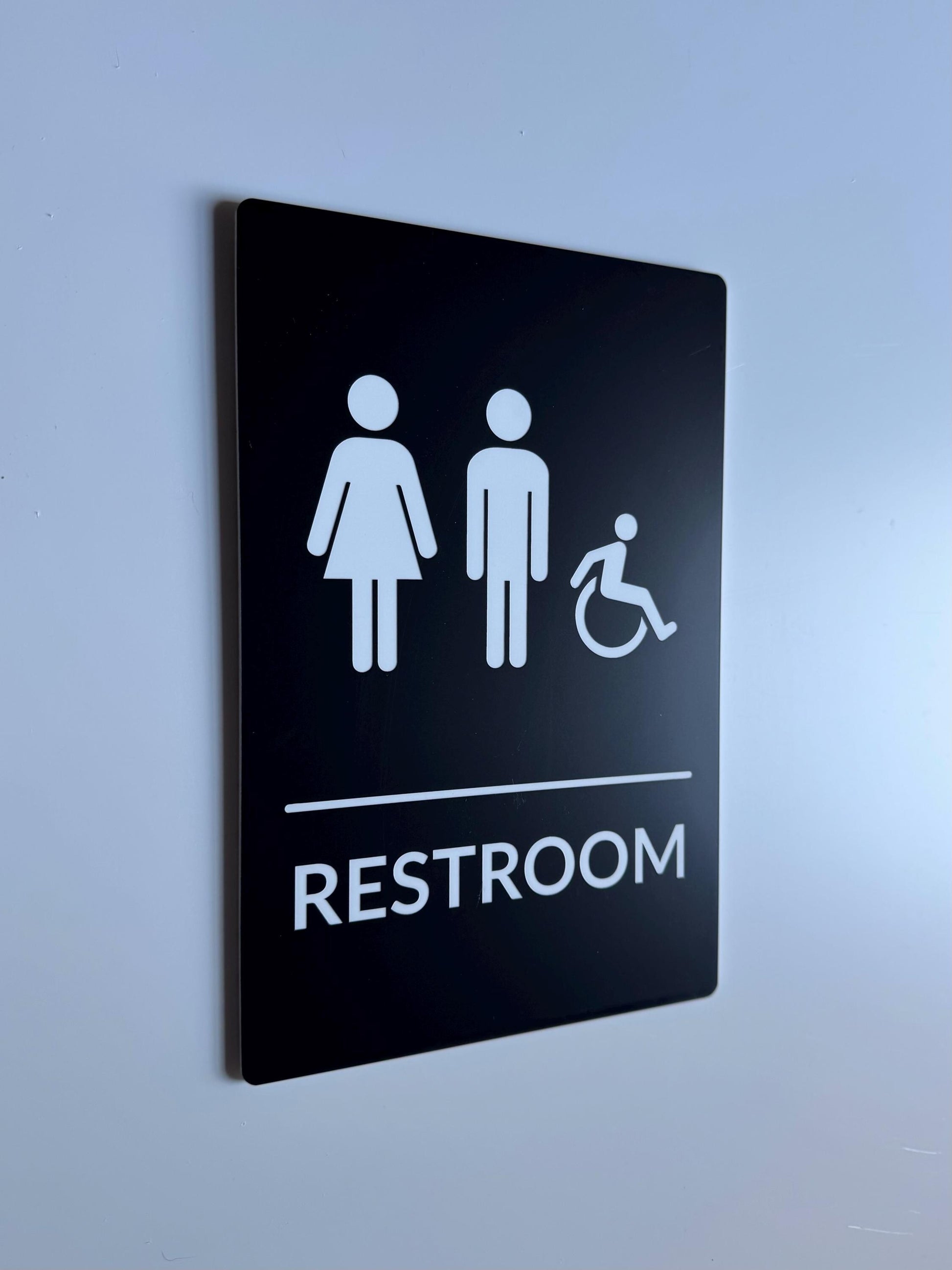 ADA Compliant Restroom Signs 6x9" | Braille Options Available | Office Hotel Bathroom Sign