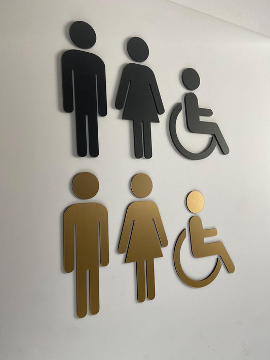 Acrylic Restroom Icon Decal Set | Custom Sign | 1620 Designs