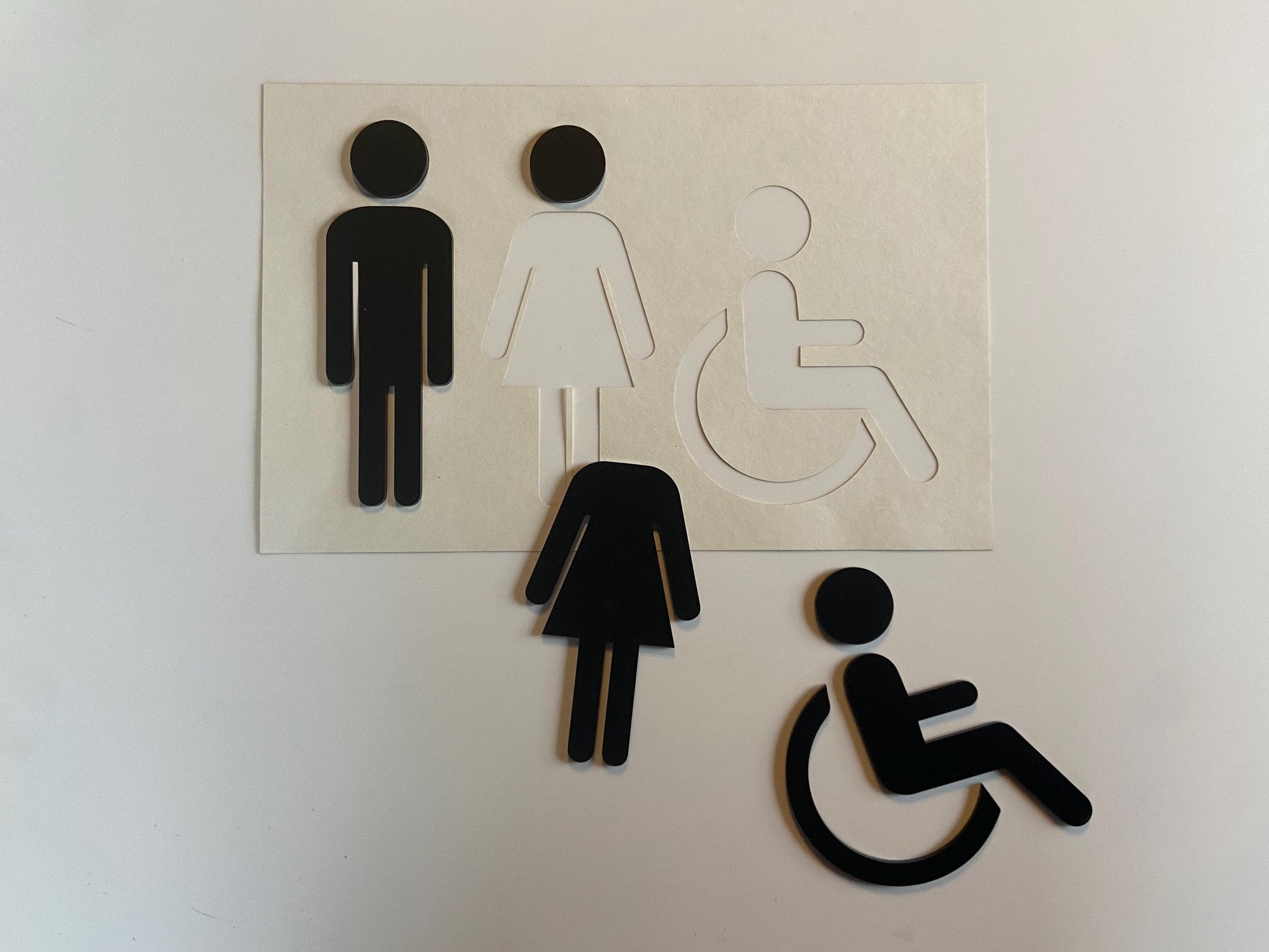 Acrylic Bathroom Icons 3M Adhesive Tape Backing | Gold Silver Black Restroom Signs