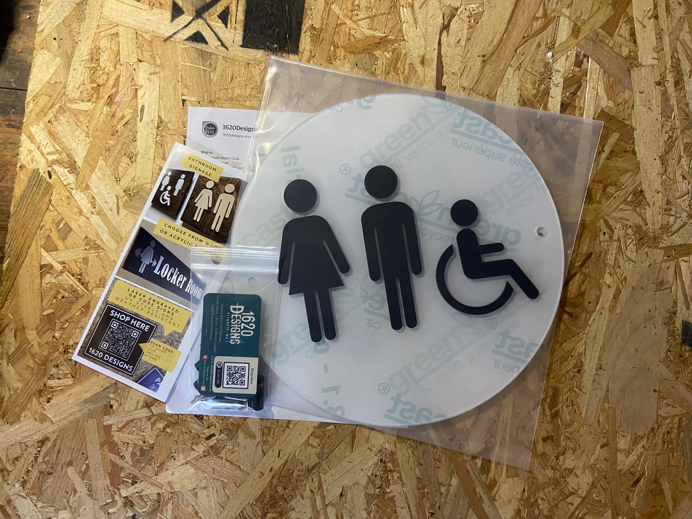 Clear and Gold Acrylic Bathroom Sign | Unisex Men Women Handicap Desig ...