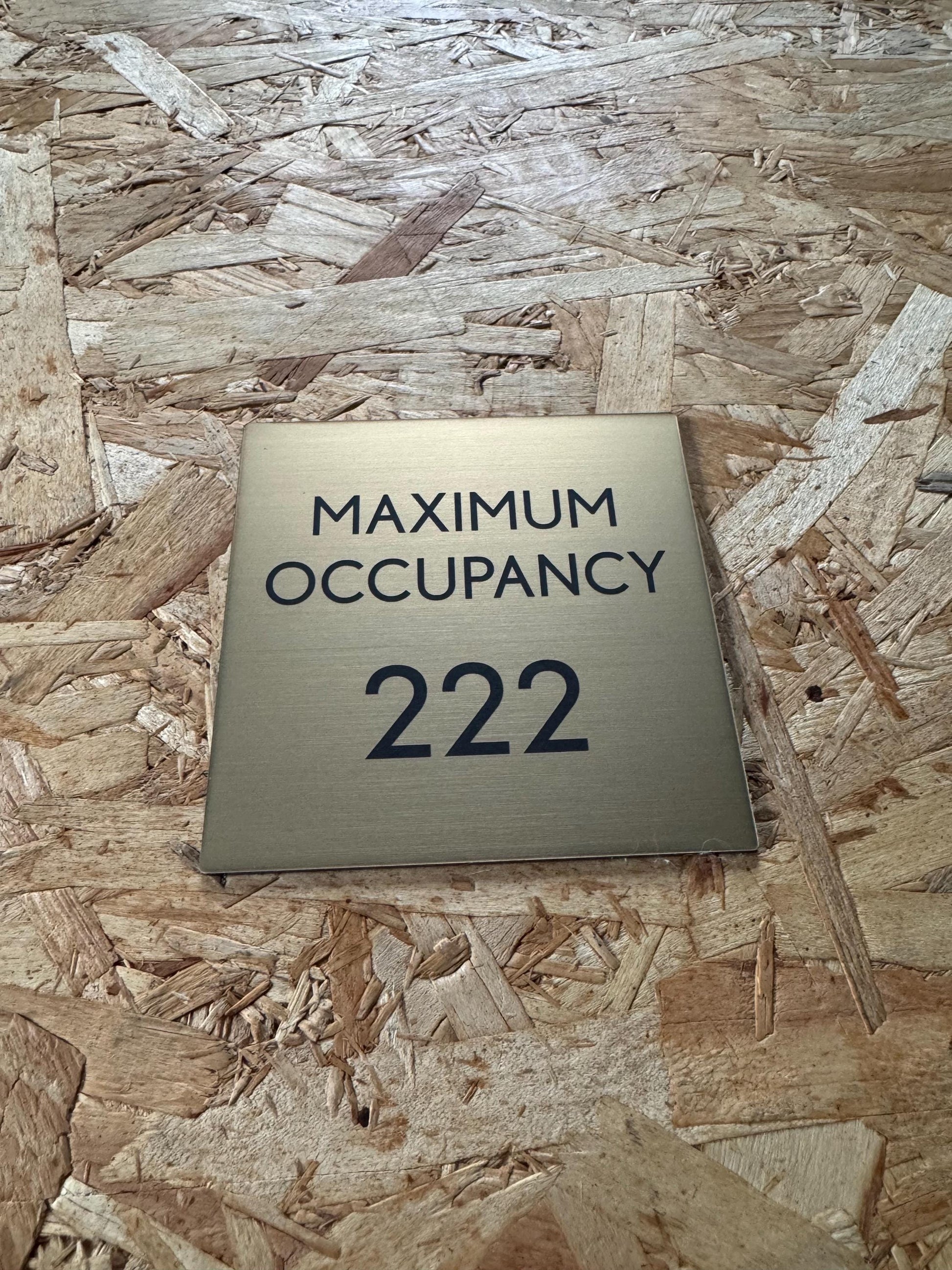 Maximum Occupancy Sign 6x6” Adhesive Backing | Building Inspection Signage