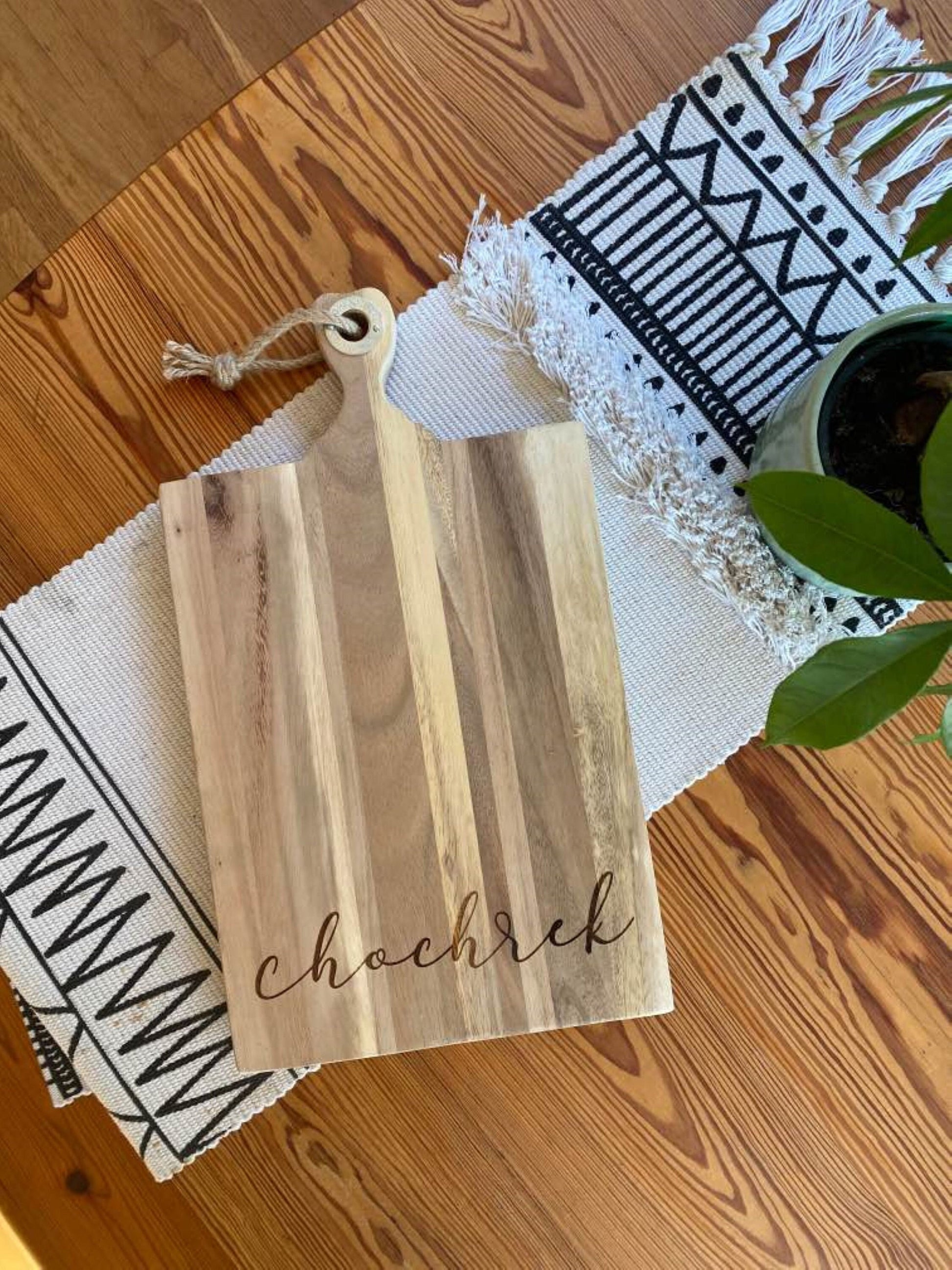 CUSTOM Acacia Wood Cheese Board | Wedding Gift Last Name Housewarming Present | Rustic Farmhouse Kitchen | Personalized Cutting Tray