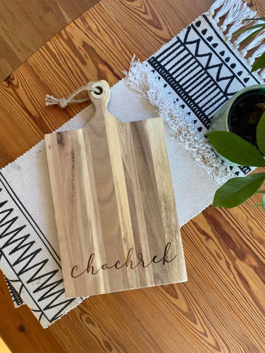 CUSTOM Acacia Wood Cheese Board | Wedding Gift Last Name Housewarming Present | Rustic Farmhouse Kitchen | Personalized Cutting Tray | Custom Sign | 1620 Designs