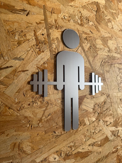 Gym Weightlifting Acrylic Bathroom Icons 3M Adhesive Tape Backing | Gold Silver Black Locker Room Restroom Signs | Custom Sign | 1620 Designs