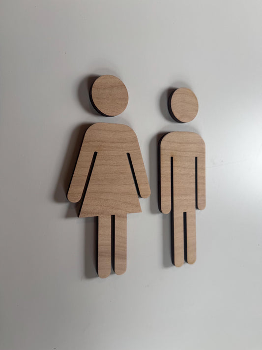 Wood Restroom Icon Decal Set | Custom Sign | 1620 Designs
