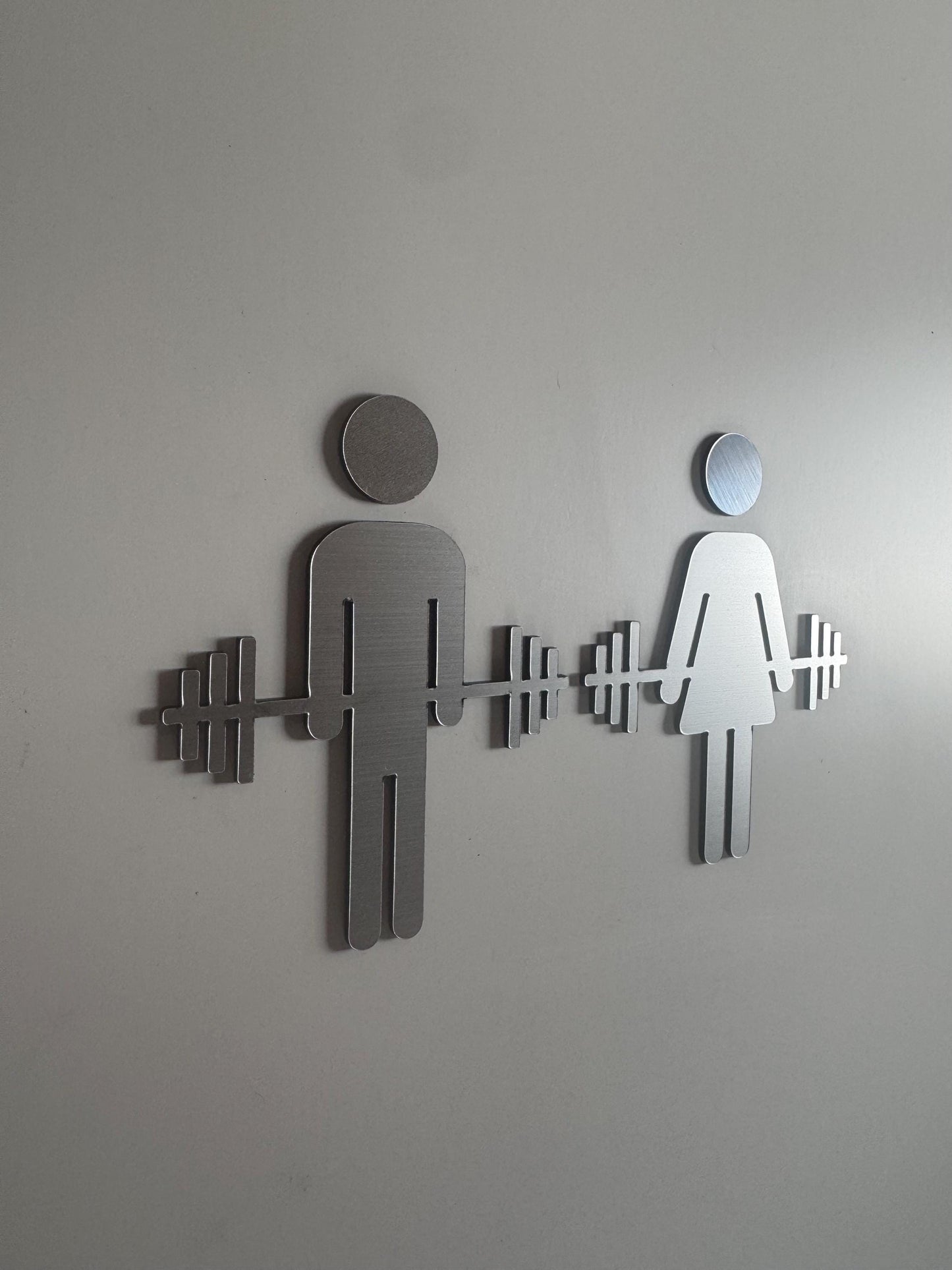 Gym Weightlifting Acrylic Bathroom Icons 3M Adhesive Tape Backing | Gold Silver Black Locker Room Restroom Signs