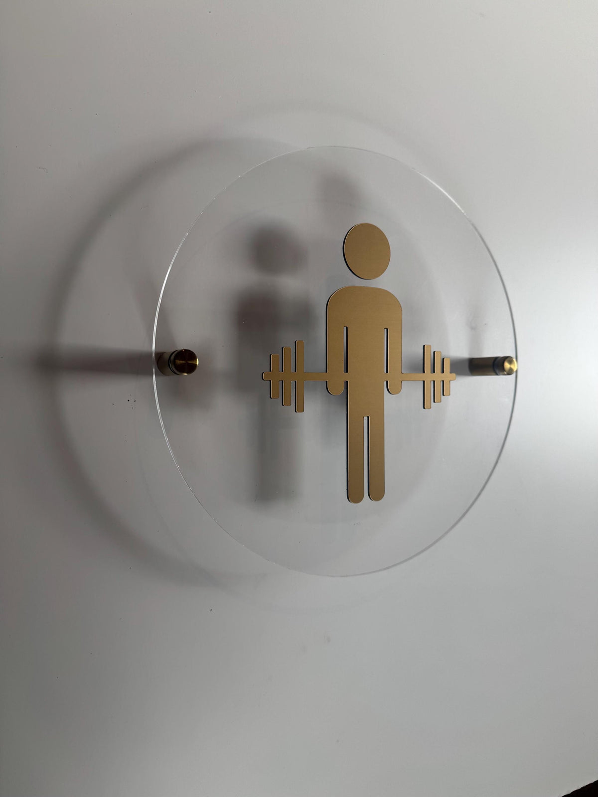 CrossFit Gym Clear Acrylic & Gold Floating Restroom Signs | Men Women Handicap Bathroom 9 x 9 "| Priced per sign not as a set | Custom Sign | 1620 Designs