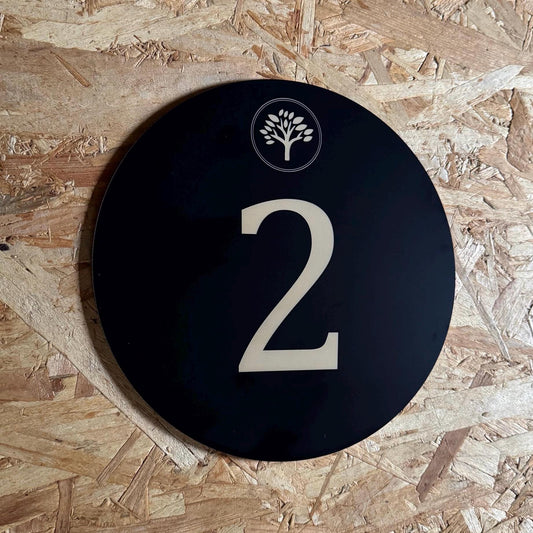 Room Number Sign with Custom Logo Addition | Engraved Acrylic with Adhesive Backing | Hotel Doctor Med Spa Office Building Signage | Custom Sign | 1620 Designs