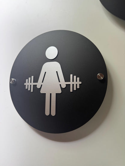 CrossFit Gym Matte Black and Silver Acrylic Floating Restroom Signs | Men Women Handicap Bathroom | Priced per sign not as a set
