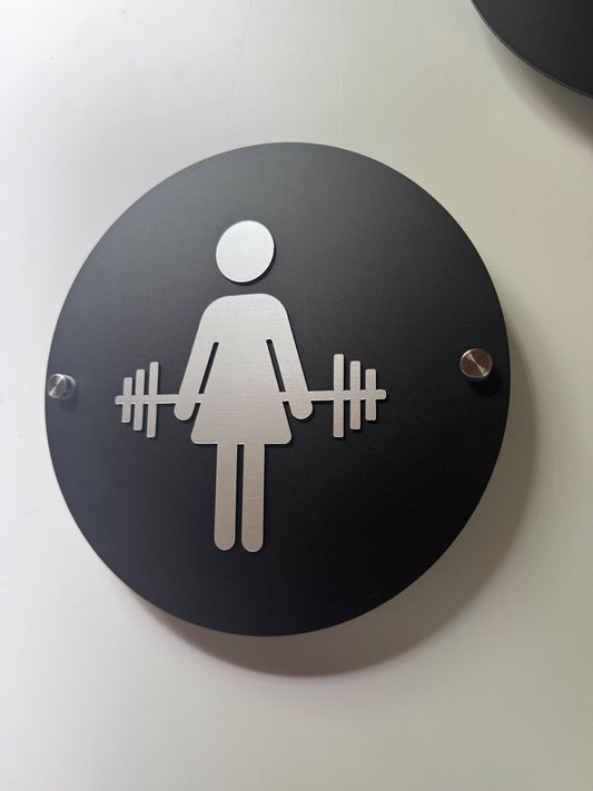 CrossFit Gym Matte Black and Silver Acrylic Floating Restroom Signs | Men Women Handicap Bathroom | Priced per sign not as a set