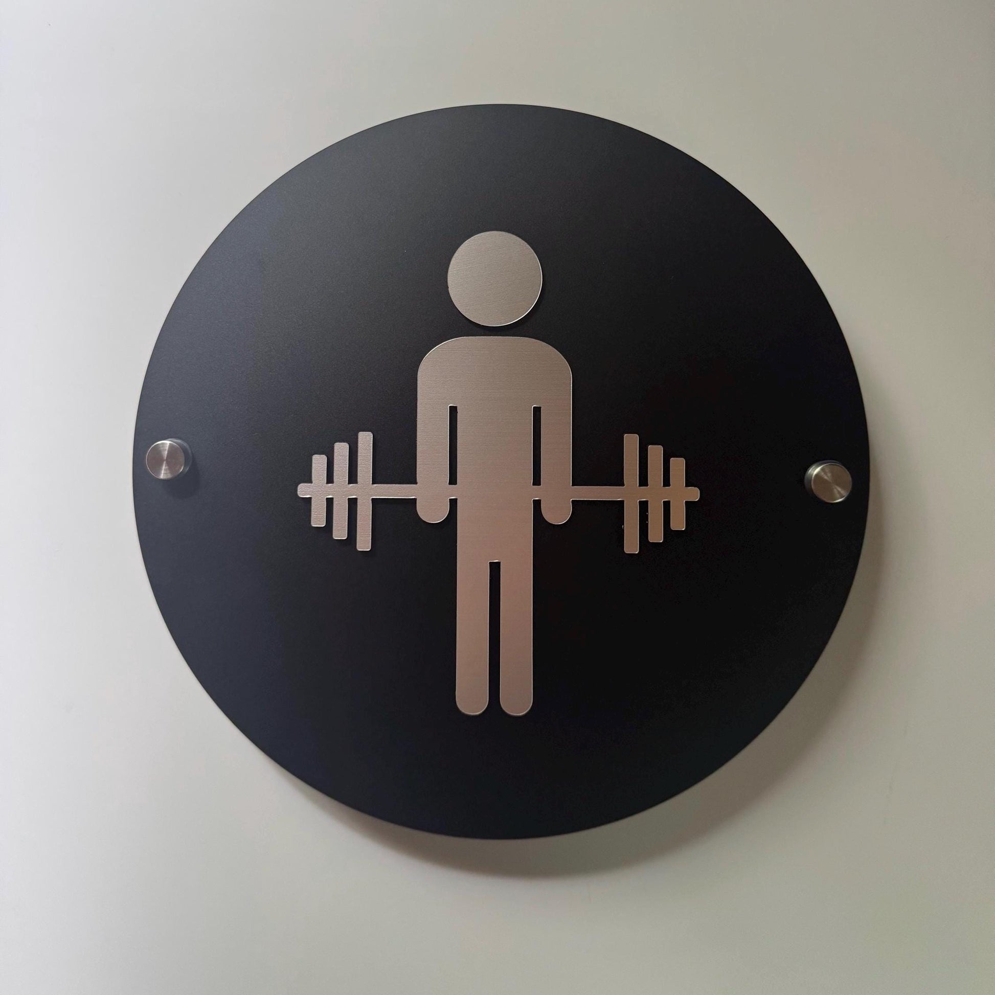 CrossFit Gym Matte Black and Silver Acrylic Floating Restroom Signs | Men Women Handicap Bathroom | Priced per sign not as a set