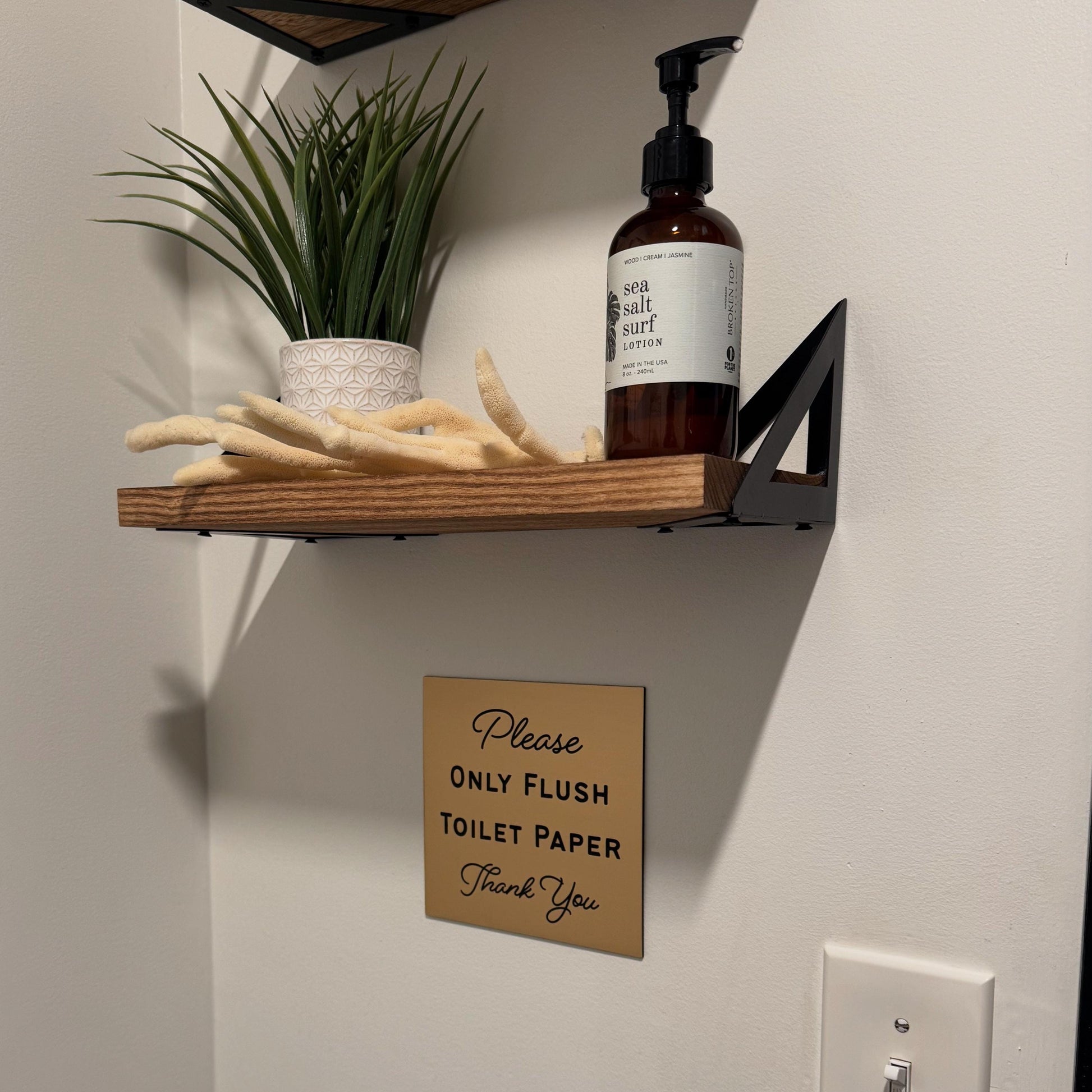 Please Only Flush Toilet Paper | Adhesive Backing | Bathroom Sign