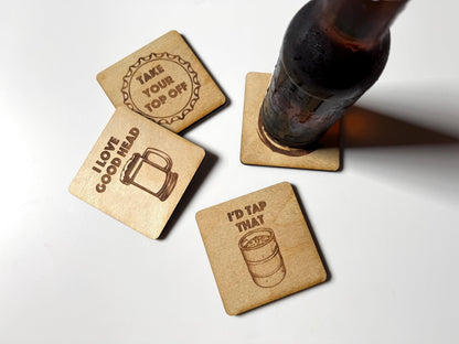 Beer Coaster Set, Set of 4 | Custom Sign | 1620 Designs