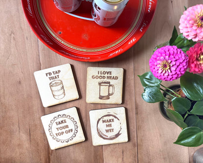 Beer Coaster Set, Set of 4 | Custom Sign | 1620 Designs