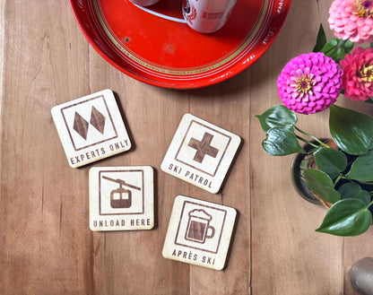 Apres Ski Coaster Set, Set of 4 | Custom Sign | 1620 Designs