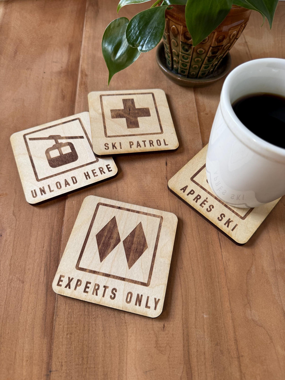 Apres Ski Coaster Set, Set of 4 | Custom Sign | 1620 Designs