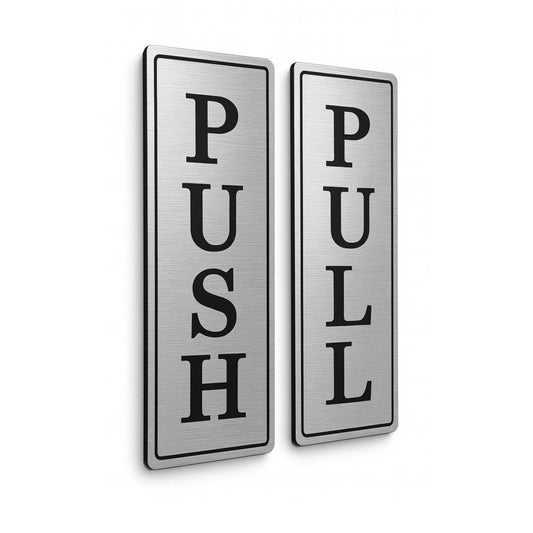 Push Pull Door Sign | Set of 2 Engraved Decal | Coffee Shop Entrance Business Sign | 3M Adhesive Easy to Install | Weatherproof UV Resistant | Custom Sign | 1620 Designs