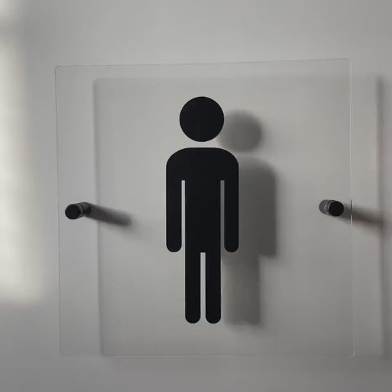 Clear and Gold Acrylic Bathroom Sign | Unisex Men Women Handicap Designs | Business Restroom Signs