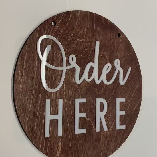 Pay Here Business Counter Sign | Custom Coffee Shop Restaurant Bakery Ice Cream Stand | Brewery Cafe Decor Signs | Rustic Modern Display