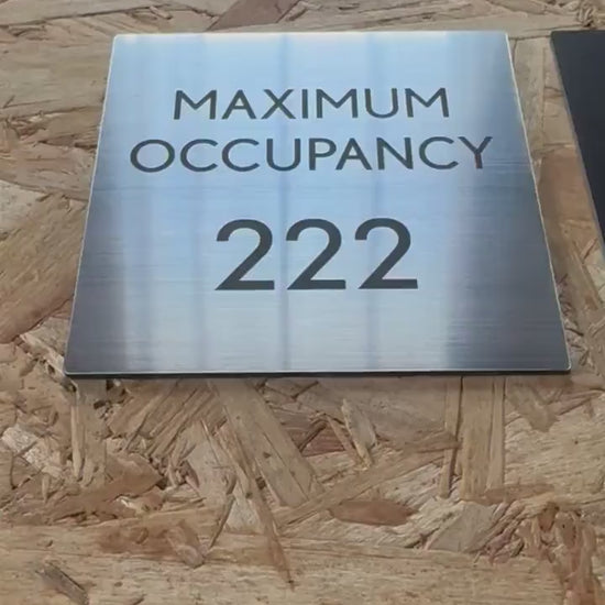 Maximum Occupancy Sign 6x6” Adhesive Backing | Building Inspection Signage