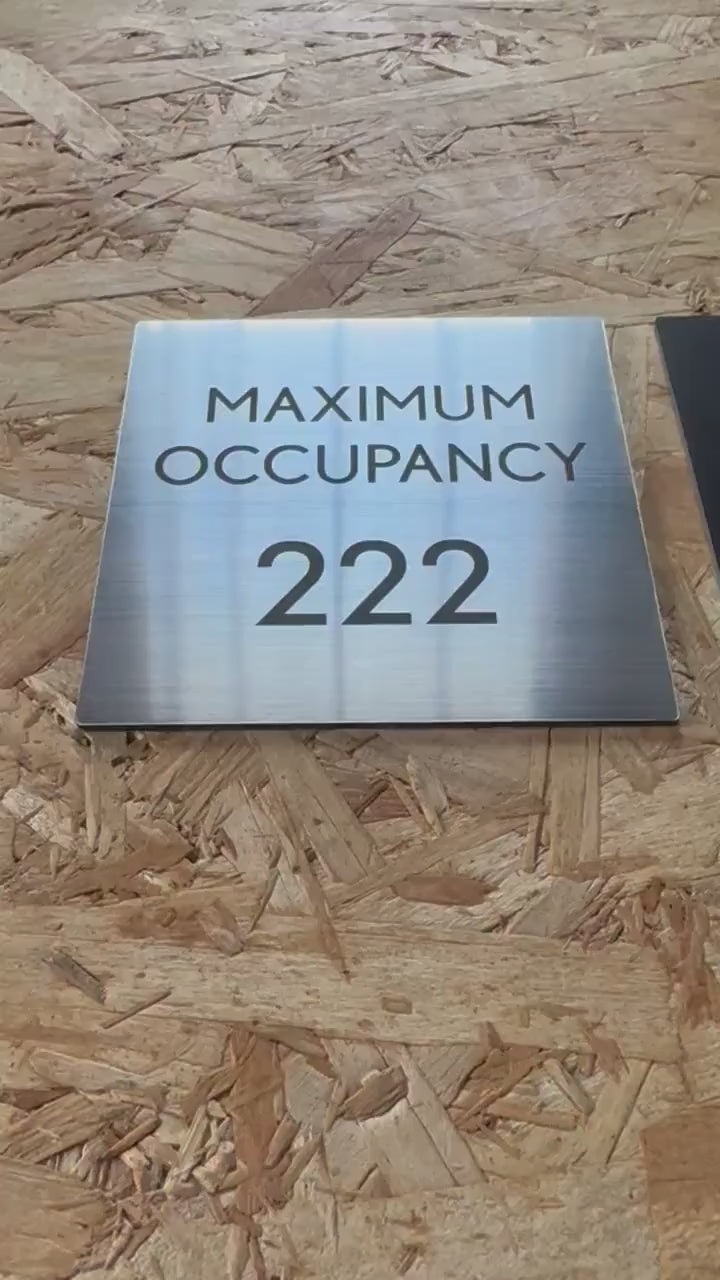 Maximum Occupancy Sign 6x6” Adhesive Backing | Building Inspection Signage