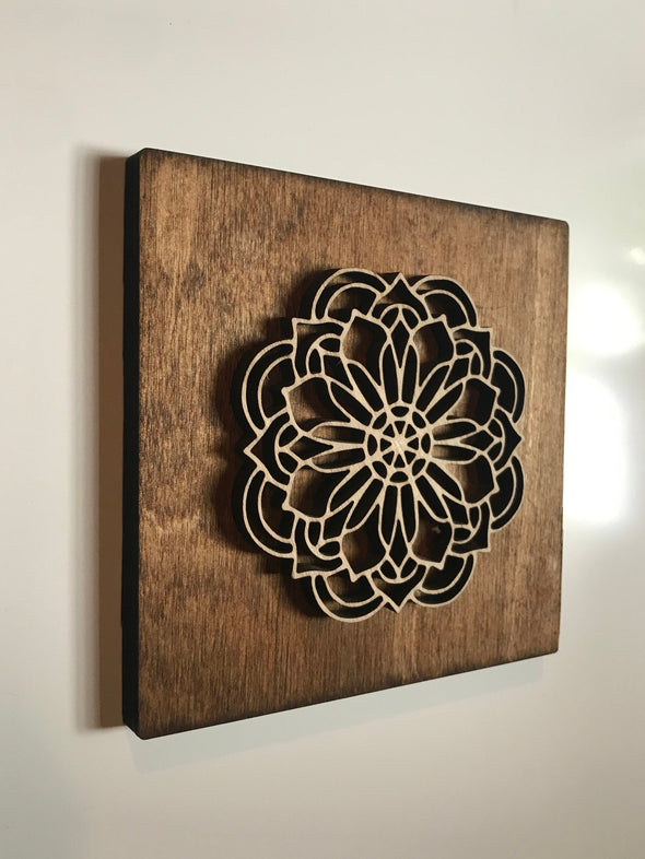 Wood Mandala Cutout Sign | Yoga Studio Display | Massage Office Decor | Coffee Shop Gallery Wall Hanging | Cafe Picture