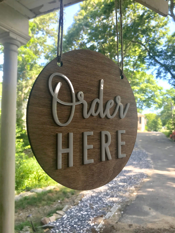 Order Here Pickup Here BUSINESS Sign | Custom COFFEE SHOP Restaurant Bakery Ice Cream Stand | Cafe Decor Signs | Rustic Modern Display