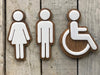 Bathroom Icon Men's Women's Rustic Coffee Shop | Wood & Acrylic Office Restaurant Restroom Signs Business Handicap Home Bar | ADA Sign