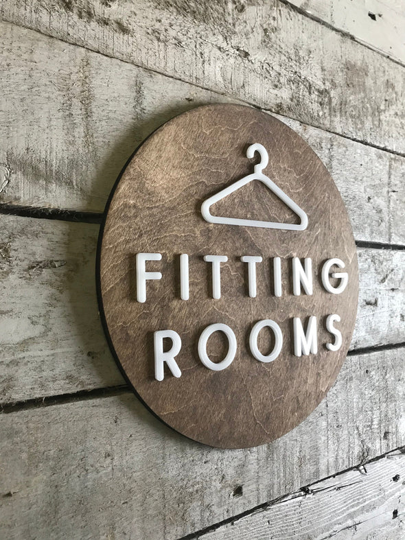 Fitting Room Sign | Business Clothing Boutique Store Retail Window Display | Custom Shop Rustic Shop Decor | 3M Adhesive Easy to Install