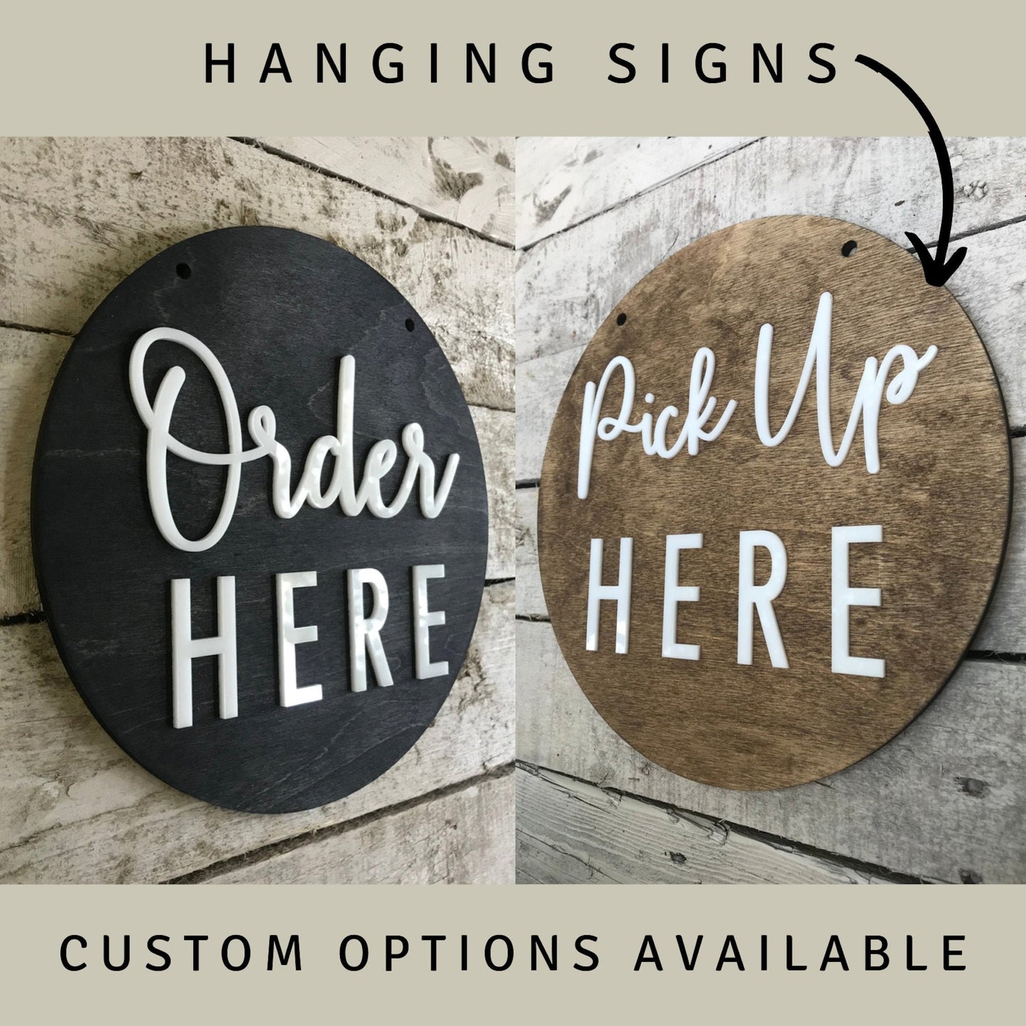 20x20" Order Here Pick up Here Business LARGE Sign | Custom COFFEE SHOP Restaurant Bakery Ice Cream | Cafe Decor Window Display