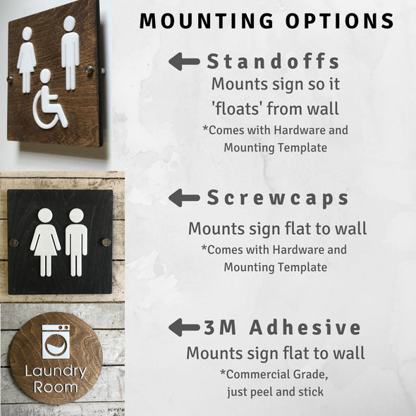 Women Men Unisex Office Cafe Restroom Signs Acrylic Coffee Shop Business Handicap Bathroom Rustic Wood 9 x 9 "| Priced per sign not as a set