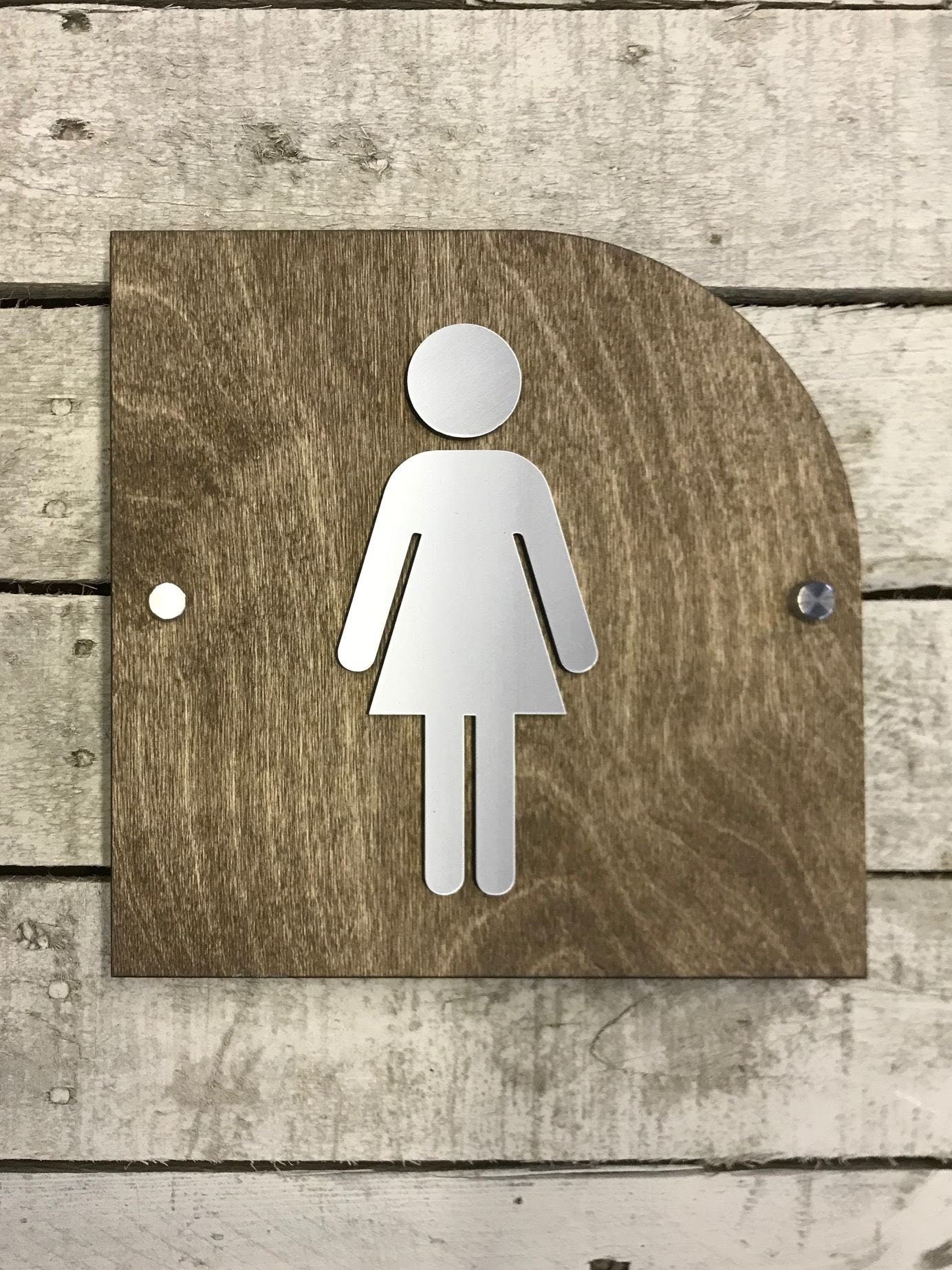 Funny Women's Men's Office Restaurant Restroom Signs | Modern Business Bathroom  Wood Acrylic Coffee Shop | Rustic | 9"x 9" Inch Set of 2