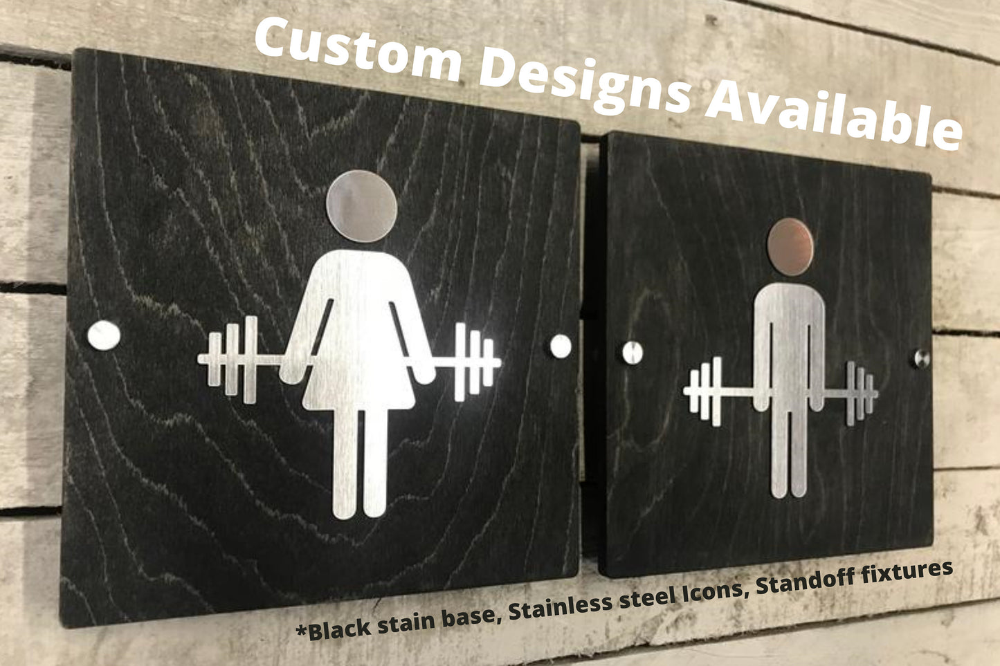 Women Men Unisex Office Cafe Restroom Signs Acrylic Coffee Shop Business Handicap Bathroom Rustic Wood 9 x 9 "| Priced per sign not as a set