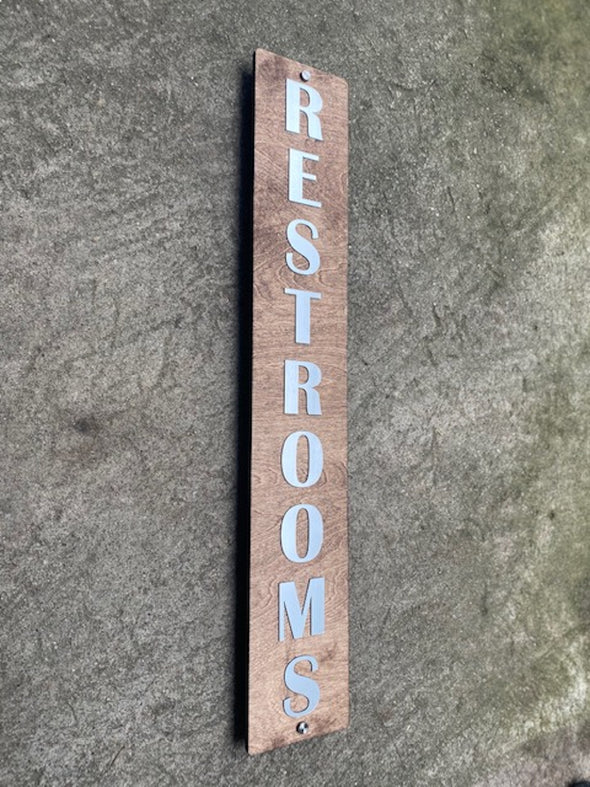 Restrooms Directional Sign BUSINESS Sign | Custom Bar Restaurant Bakery Shop Ice Cream Stand | Cafe Decor Signs | Rustic Modern Display