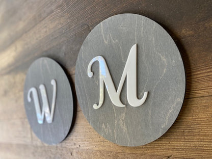 Womens Mens Unisex Office Cafe Restroom Signs | Modern Acrylic Coffee Shop Business Handicap Bathroom  | Rustic Wood | 9 x 9 "
