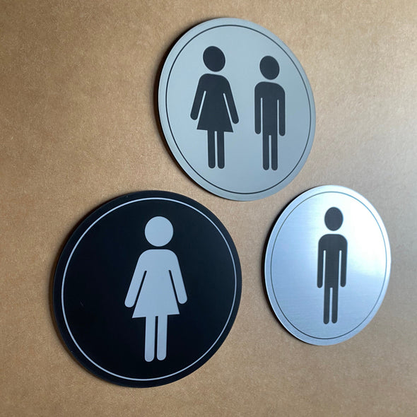 Bathroom Signs Airbnb Home Office |  Mens Womens Room | 5.5" Weatherproof & UV Resistant with Adhesive Backing | Priced per sign not a set