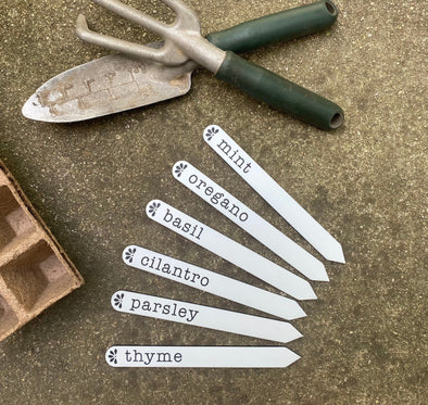 Garden Herb Markers | Set of 6 Plant Seed Labels | Greenhouse Patio Decor |  Gardener Gift