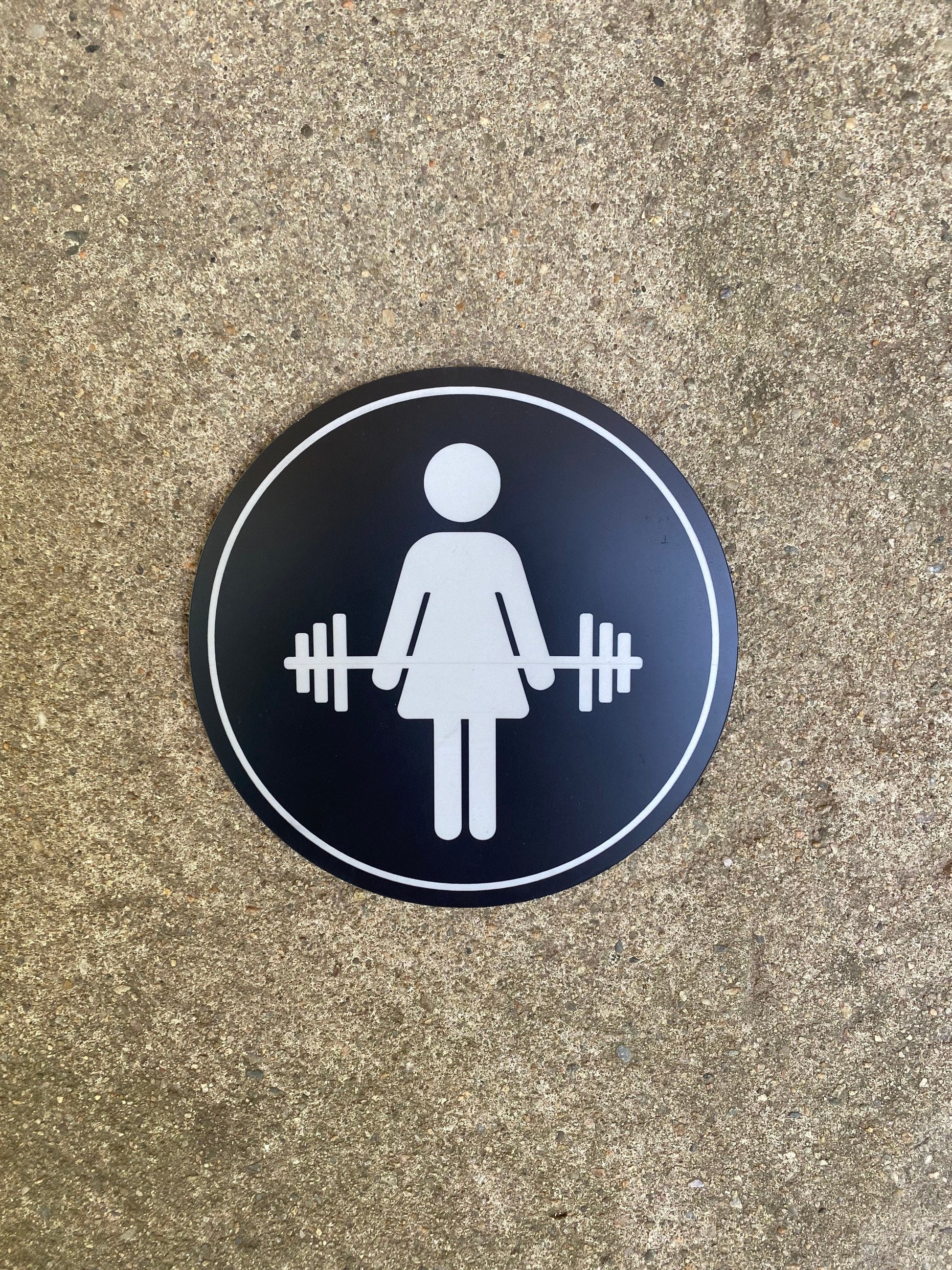 CROSSFIT Womens Mens Unisex Gym Lift Barbell Yoga Restroom Modern Acrylic Handicap Bathroom | Rustic Wood | 9 x 9 " Price per sign not a set