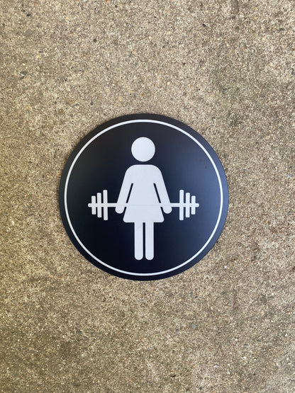 CROSSFIT Womens Mens Unisex Gym Lift Barbell Yoga Restroom Modern Acrylic Handicap Bathroom | Rustic Wood | 9 x 9 " Price per sign not a set