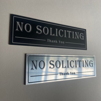 No Soliciting sign for Home or Business | Laser Engraved Acrylic | UV Stable & Weatherproof | 7x2x5" | Porch Door Sign Do Not Disturb