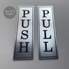 Push Pull Door Sign | Set of 2 Engraved Decal | Coffee Shop Entrance Business Sign | 3M Adhesive Easy to Install | Weatherproof UV Resistant
