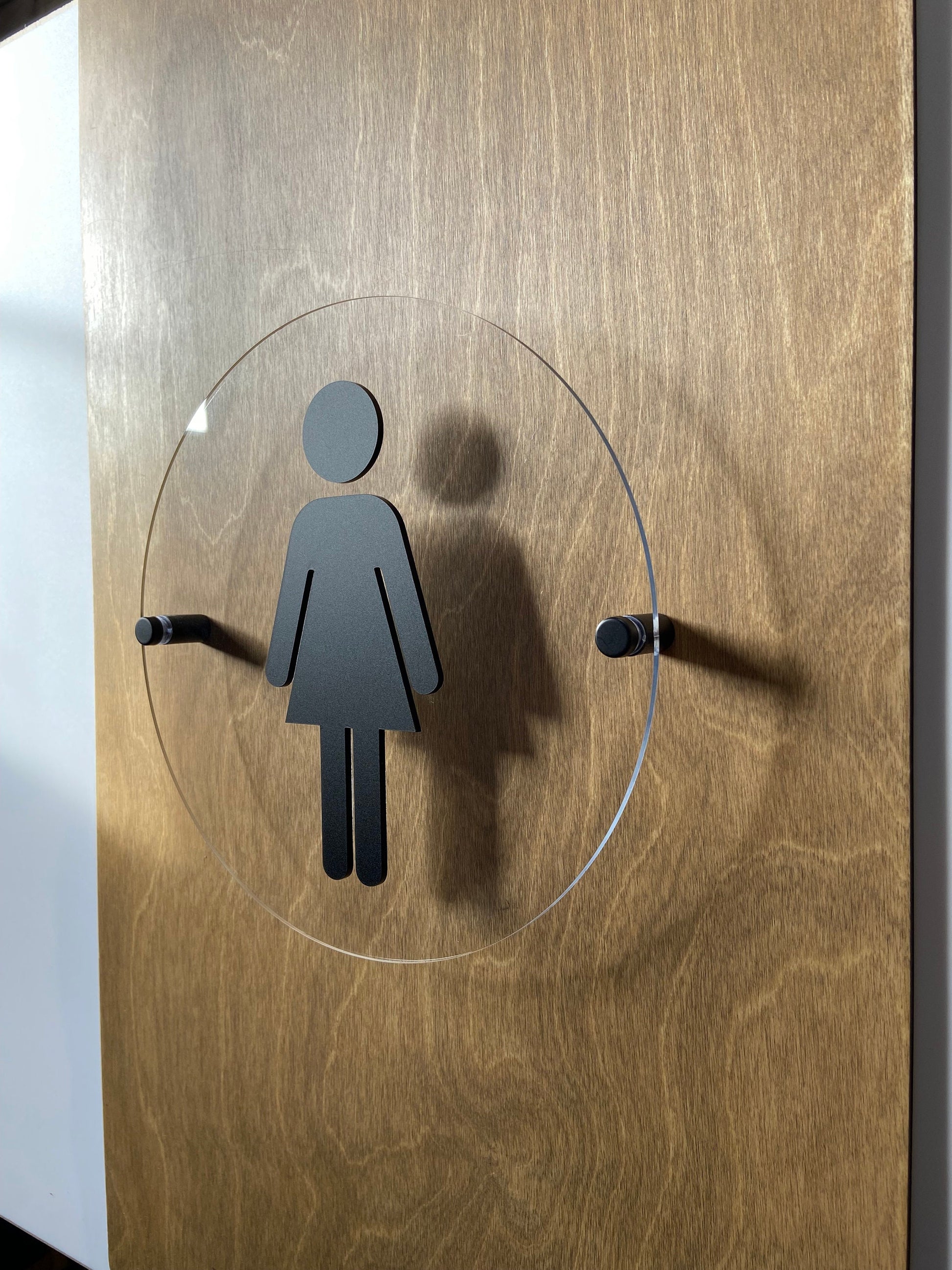 Clear Acrylic Floating Restroom Signs | Office Cafe Business Men Women Handicap Bathroom 9 x 9 "| Priced per sign not as a set