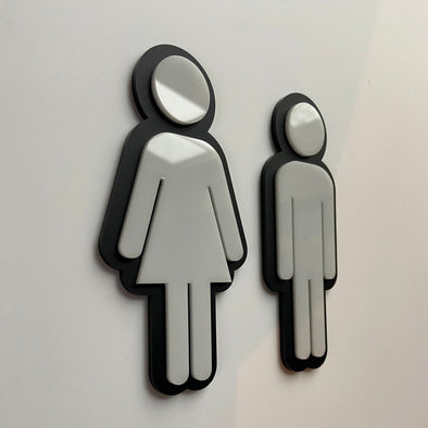 Bathroom Icon Men's Women's Rustic Coffee Shop | Acrylic Office Restaurant Restroom Signs Business Handicap Home Bar | ADA Sign