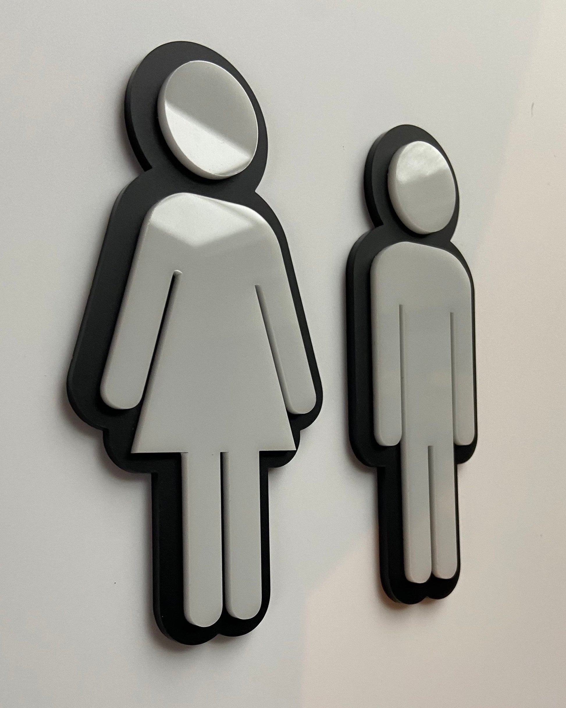 Bathroom Icon Men's Women's Rustic Coffee Shop | Acrylic Office Restaurant Restroom Signs Business Handicap Home Bar | ADA Sign