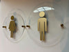 Clear Acrylic Floating Gold Restroom Signs | Office Cafe Business Men Women Handicap Bathroom 9 x 9 "| Priced per sign not as a set