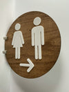 Bathroom Sign 12” Directional | Side Projection Mount