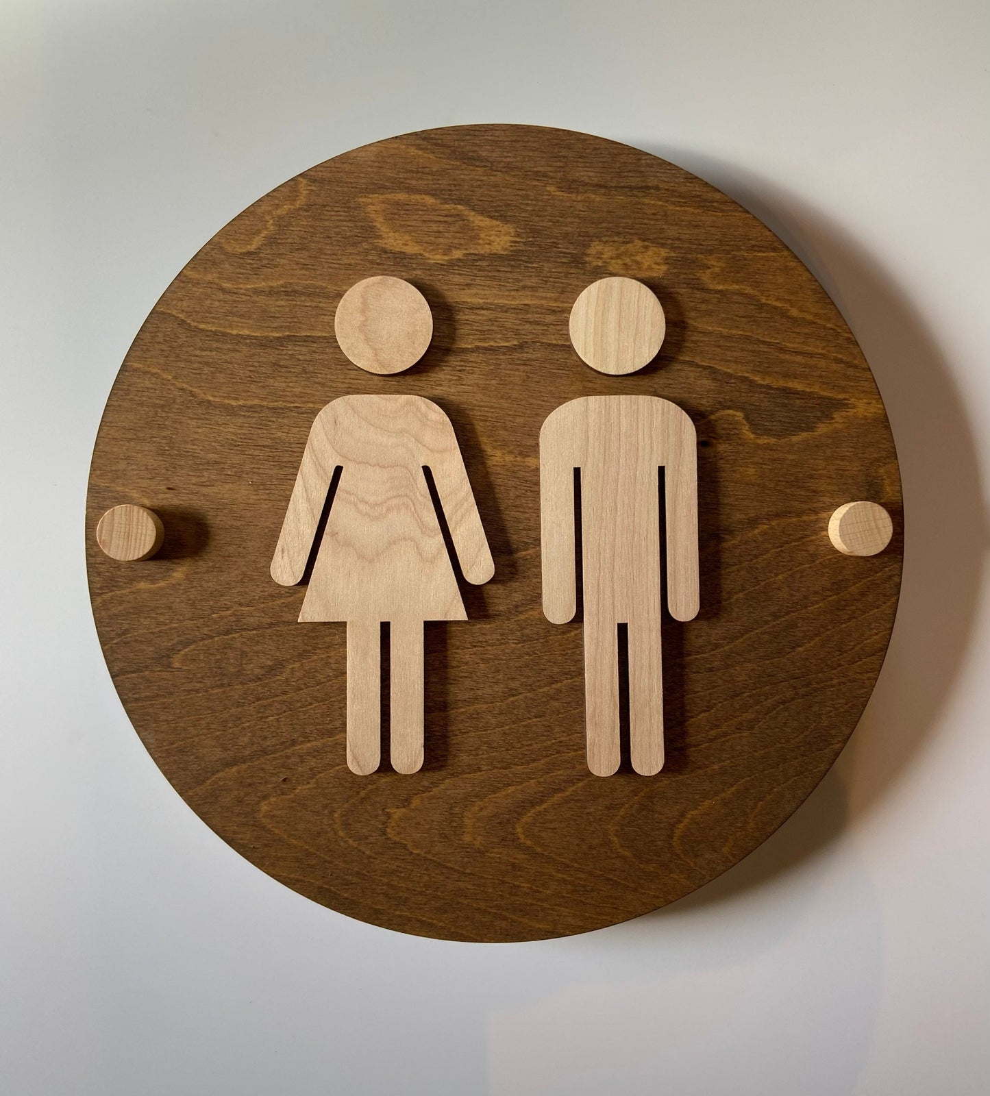 Bathroom Sign 12” with matching Wood Hardware | Office Store Restroom Directional | Priced per sign not as a set