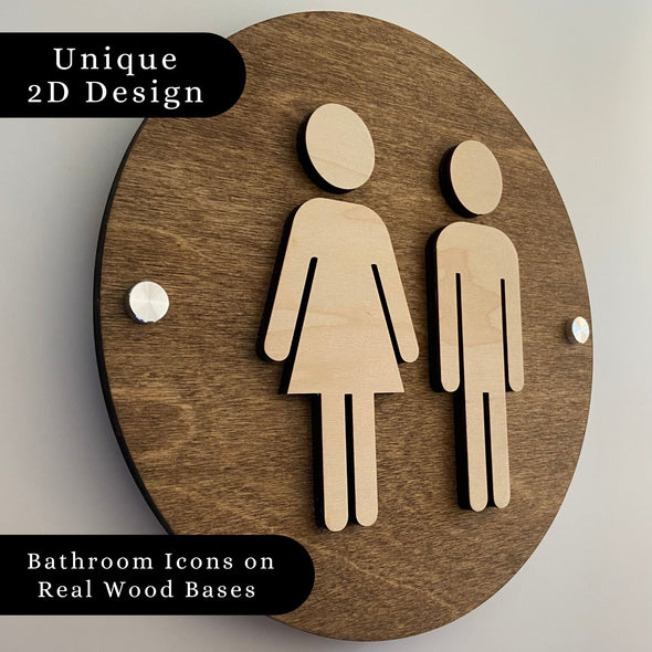 12x12" Bathroom Women Men Unisex Office Cafe Restroom Signs Coffee Shop Business Handicap Rustic Wood | Priced per sign not as a set