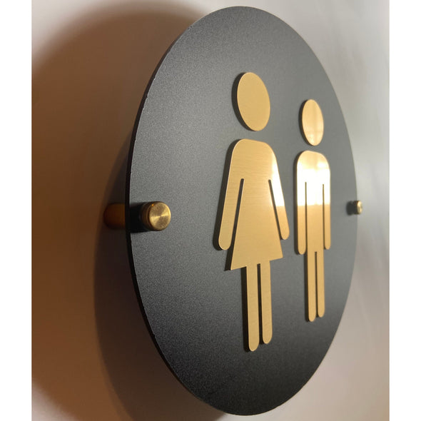 Matte Black and Gold Acrylic Restroom Signs | Office Cafe Business Men Women Handicap Bathroom 9x9" or 12x12" | Priced per sign not as a set