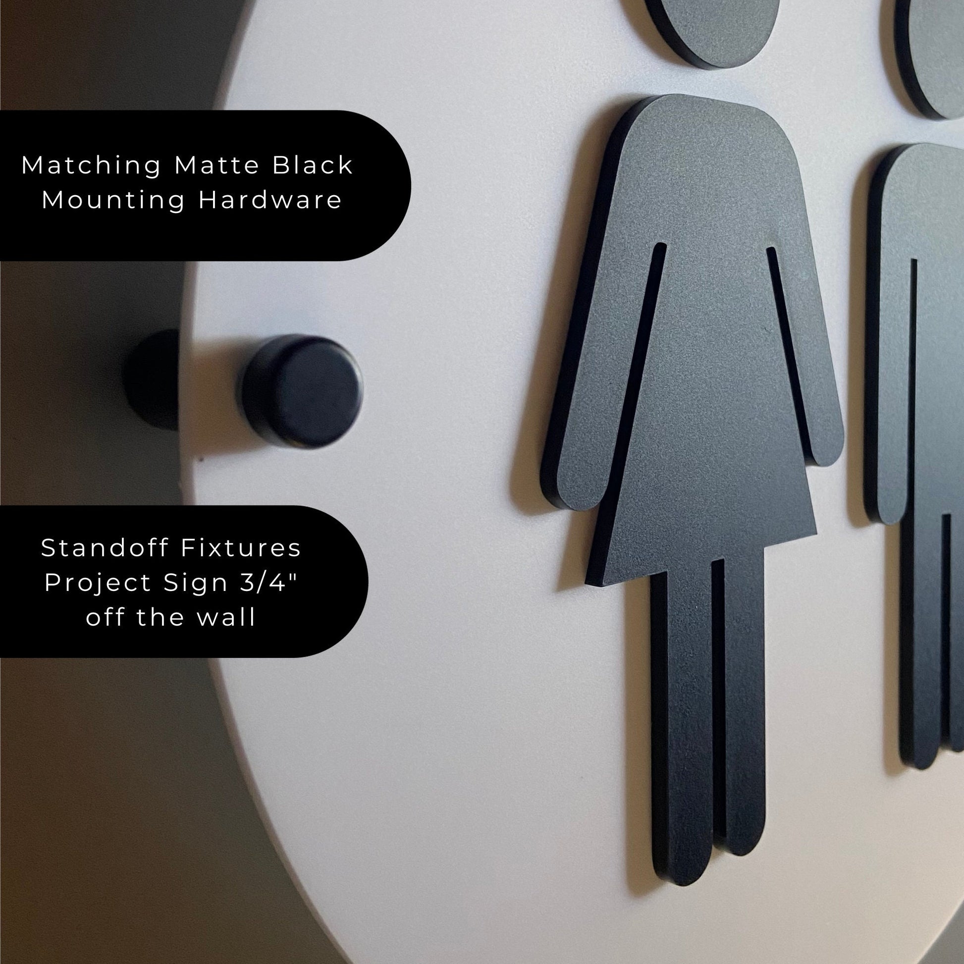 Matte White and Black Acrylic Restroom Signs Office Cafe Business Men Women Handicap Bathroom 9x9" or 12x12" | Priced per sign not as a set